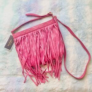 Juicy Couture Pink Leather Fringed Crossbody Bag, Includes Dust Bag, NWT
